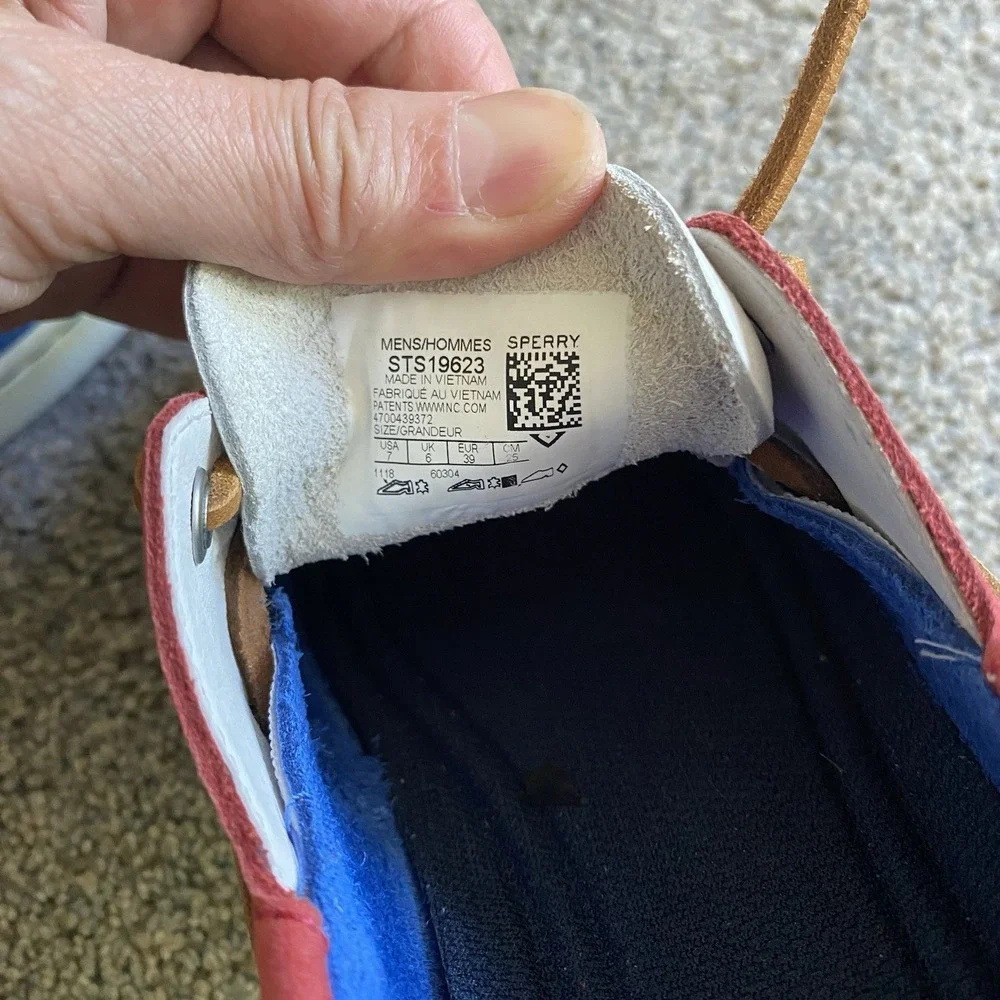 Sperry Gold Cup 2 Eye Boat Shoes Men 7 EU 39 Red Blue White Patriotic Preppy